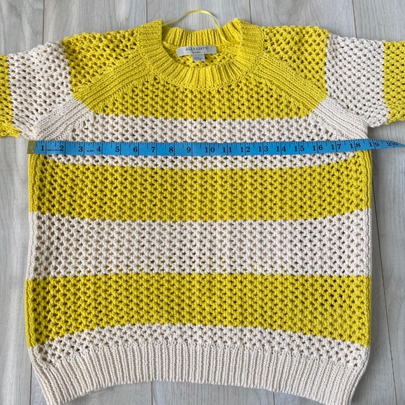 All Saints Yellow and Off-White Stripe Crochet Pullover Sweater - Picture 5 of 12